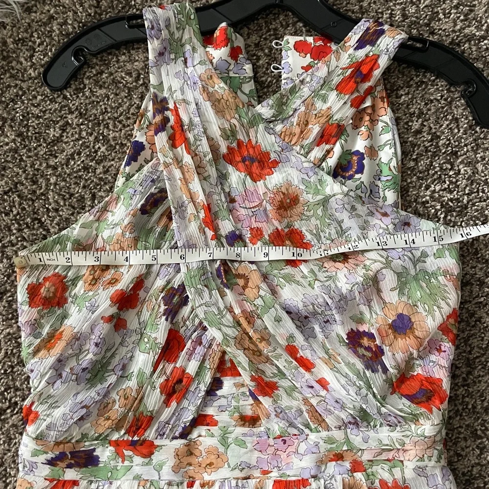 Floral Silk Maxi Dress - White/Orange - Picture 7 of 7